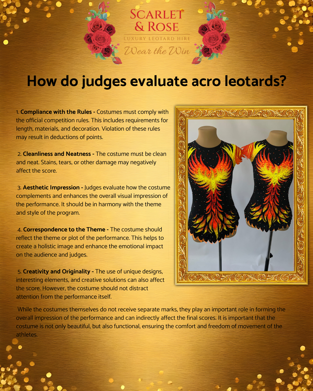 How do judges evalute an acro leotards?